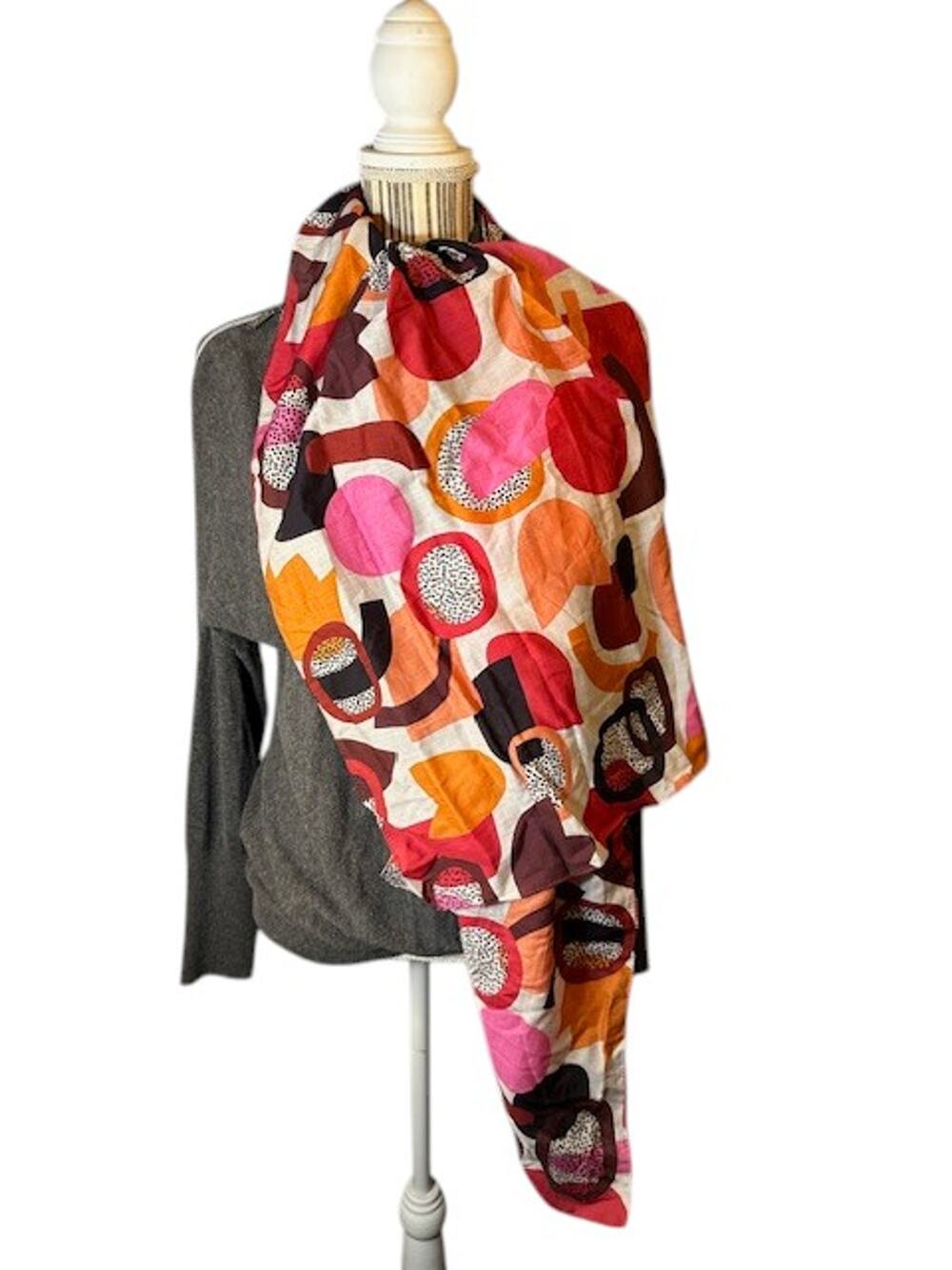 Karla Kola Multicolor Abstract Pattern Print Scarf Women Sz 74X14